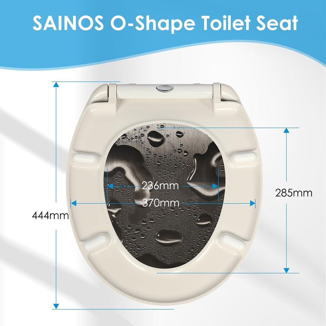 Duroplast-Toilettensitz, O-förmiger Toilettendeckel mit Soft-Close-Mechanismus, Edelstahlscharnier,