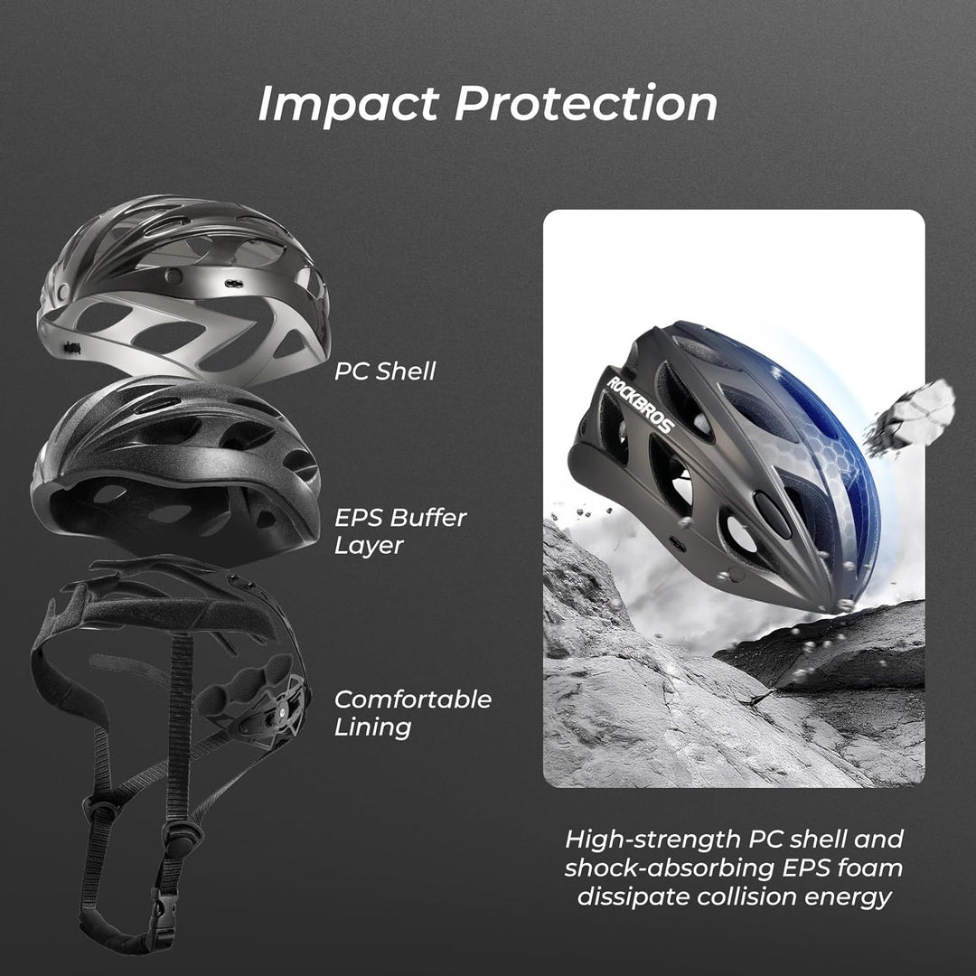 ROCKBROS Fahrradhelm MTB Rennrad Radhelm Integriert mit Abnehmbaren Magnet Brillen Visier Grösse Ver
