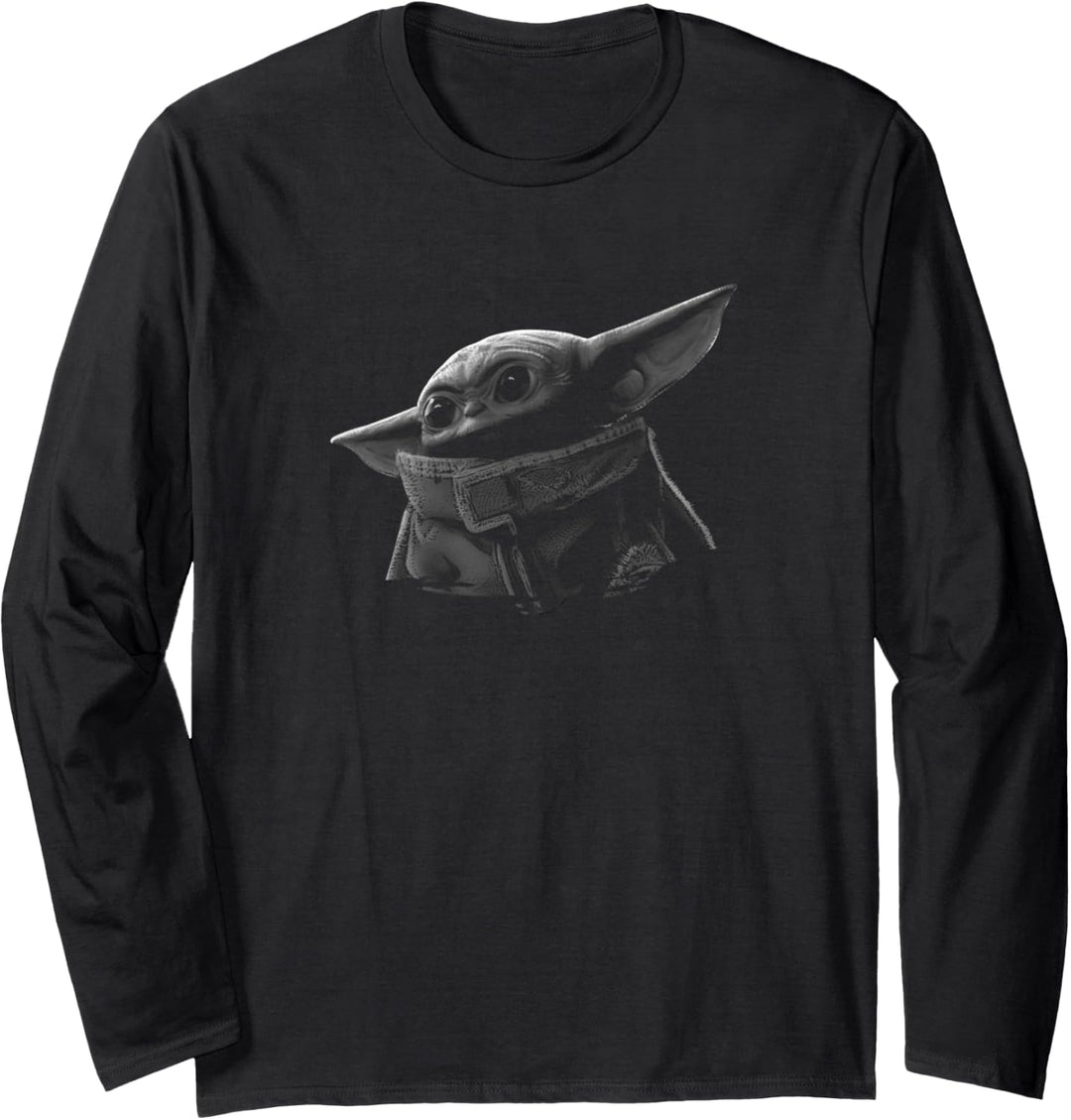 Star Wars The Mandalorian The Child Black & Grey Portrait Langarmshirt