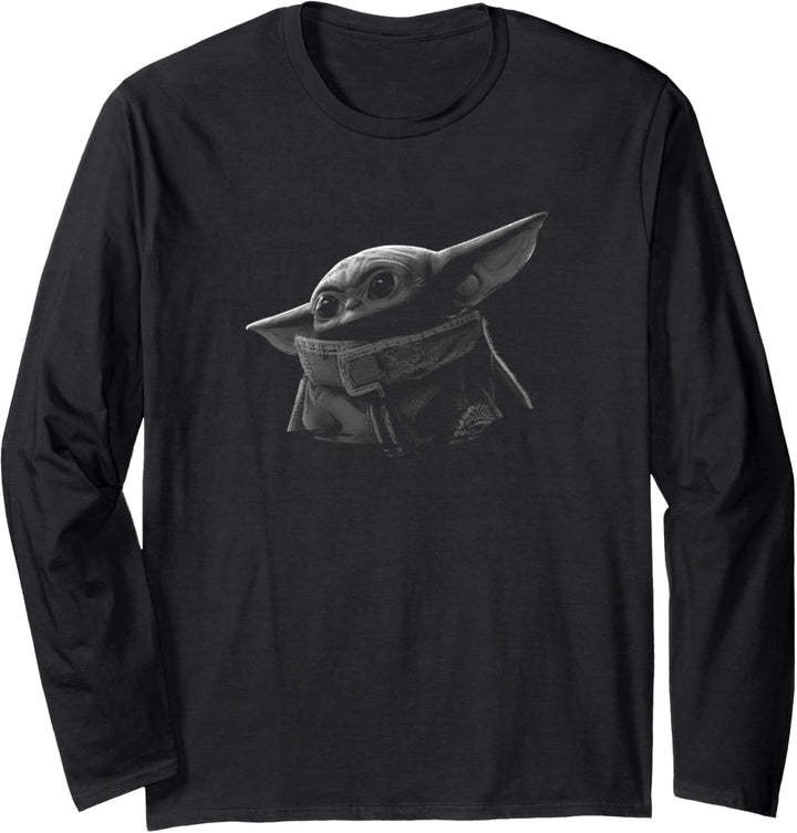 Star Wars The Mandalorian The Child Black & Grey Portrait Langarmshirt