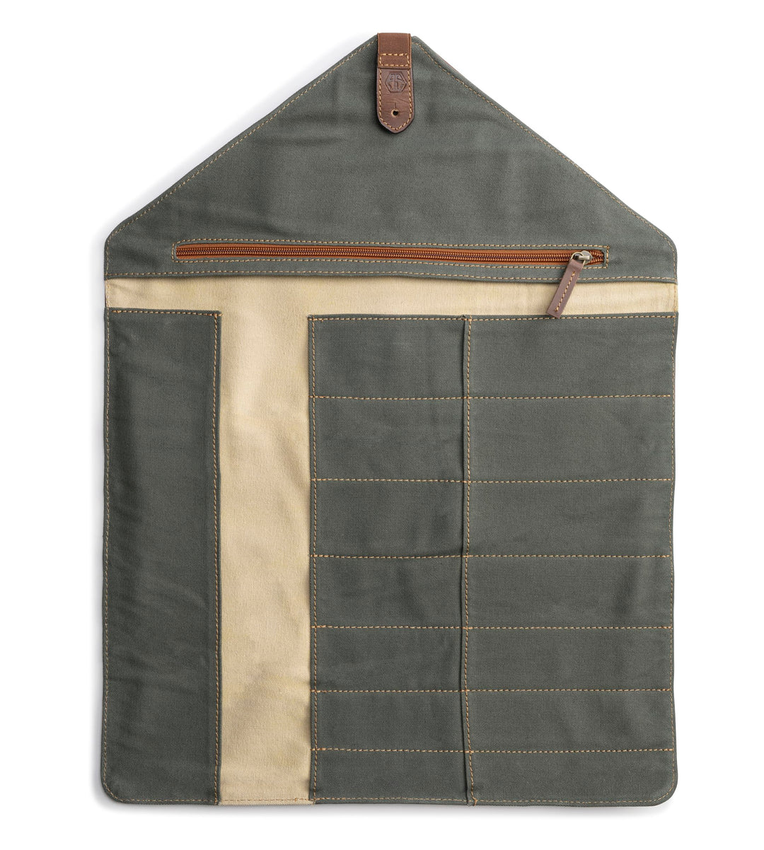 Angus Stoke Messertasche XXL für Kochmesser aus Büffelleder | 14-Fächer Leder-Messerrolltasche gross