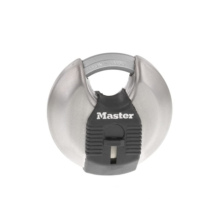 Master Lock M40XKAD Magnum Heav Duty Diskus-Vorhängeschloss mit Schlüssel, Edelstahl, silberfarben 1