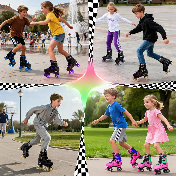 Nattork Rollschuhe Kinder, Verstellbare Rollschuhe für Kinder Jungen Mädchen, 4 Grössen Verstellbar