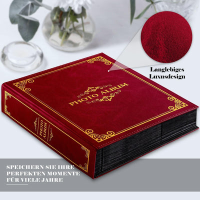 Lanpn Fotoalbum 10x15 1000, Traditionell Extra Grosses XXL Kunstleder Einstecken Einsteckalbum für H