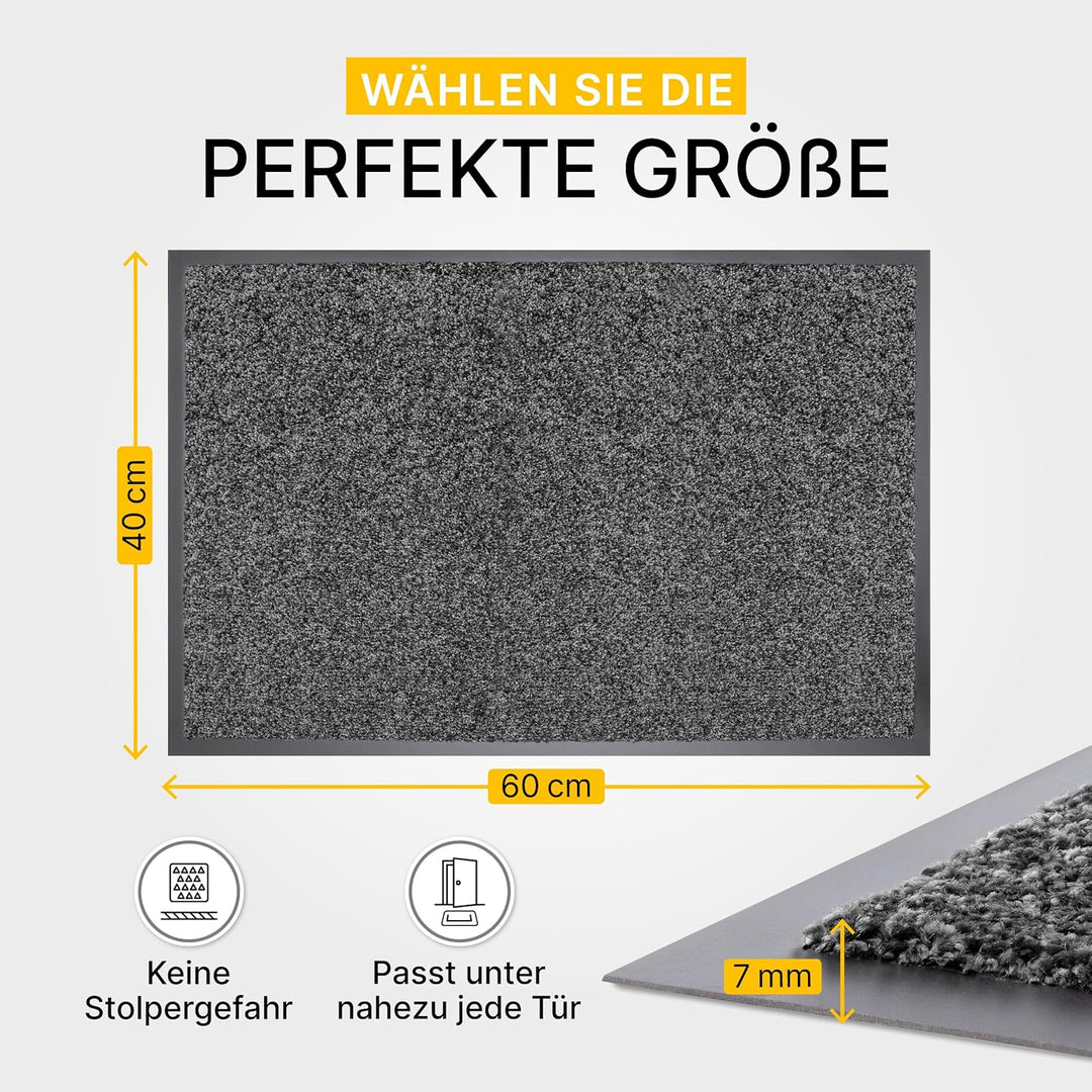 Entrando Fussmatte 40x60 cm rutschfest & farbecht – waschbare Schmutzfangmatte für drinnen & drausse
