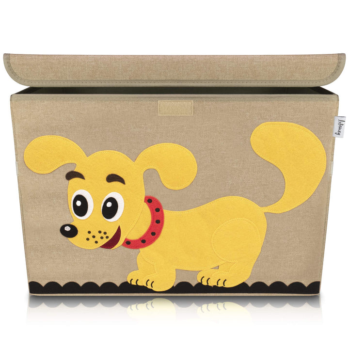 Aufbewahrungsbox Kinder gross 51 x 36 x 36 I Spielzeugkiste I Kiste mit Deckel für Kinderzimmer I Au