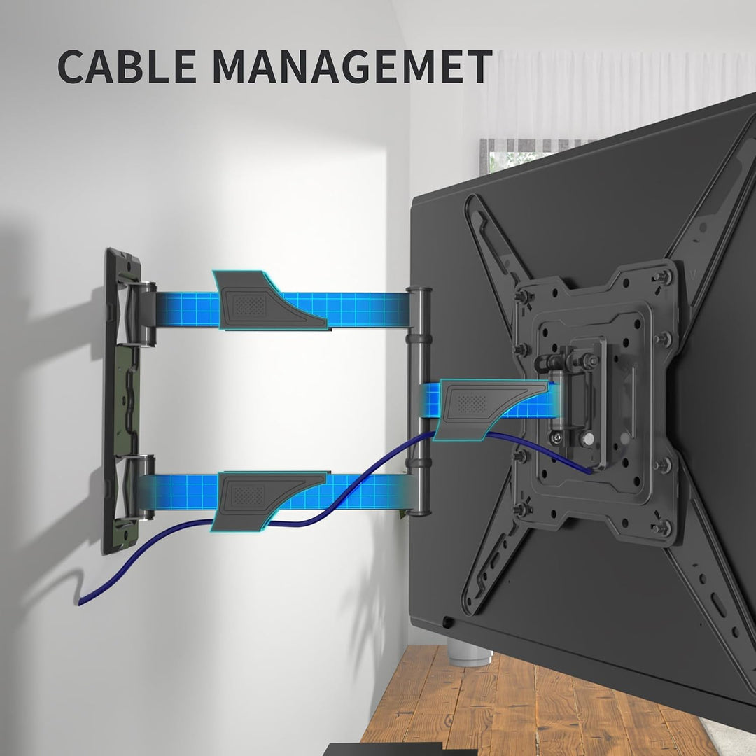 TV-Wandhalterung Schwenkbar Neigbar, Fernseher Wandhalterung Ausziehbar für 26-55 Zoll Flach&amp;Curved