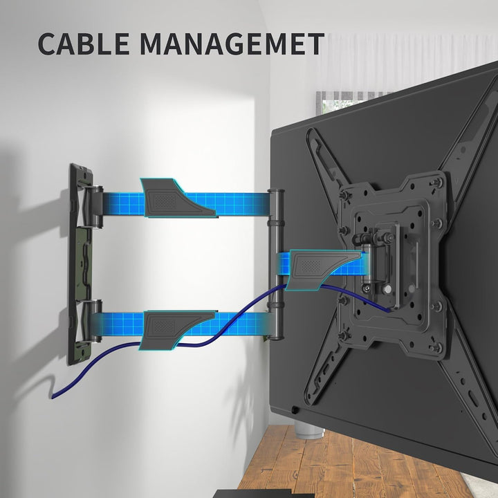 TV-Wandhalterung Schwenkbar Neigbar, Fernseher Wandhalterung Ausziehbar für 26-55 Zoll Flach&amp;Curved