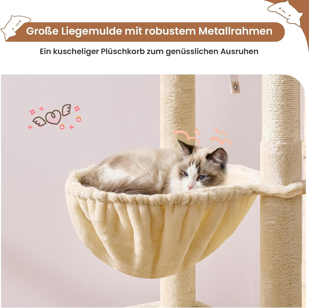 MSmask Kratzbaum gross, L Katzenkratzbaum Stabil, Katzenbaum mit Katzenhöhlen, Plattformen, Hängemat