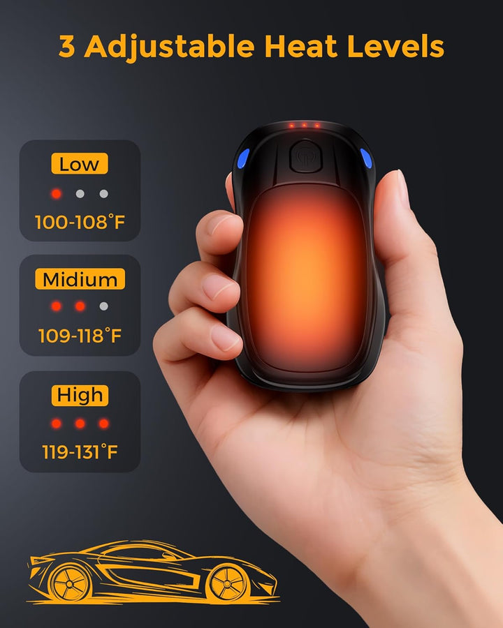 Handwärmer Elektrisch 2 Set, Taschenwärmer Wiederverwendbar AI Smart Chips 24 Stunden Heizun, Magnet
