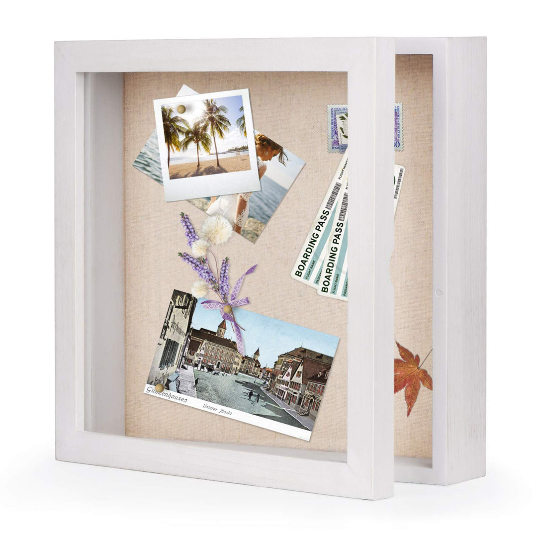 Love-KANKEI 3D Bilderrahmen 28 x 28 cm Holz Objektrahmen zum Befüllen Shadow Box Frame mit 8 Steckna