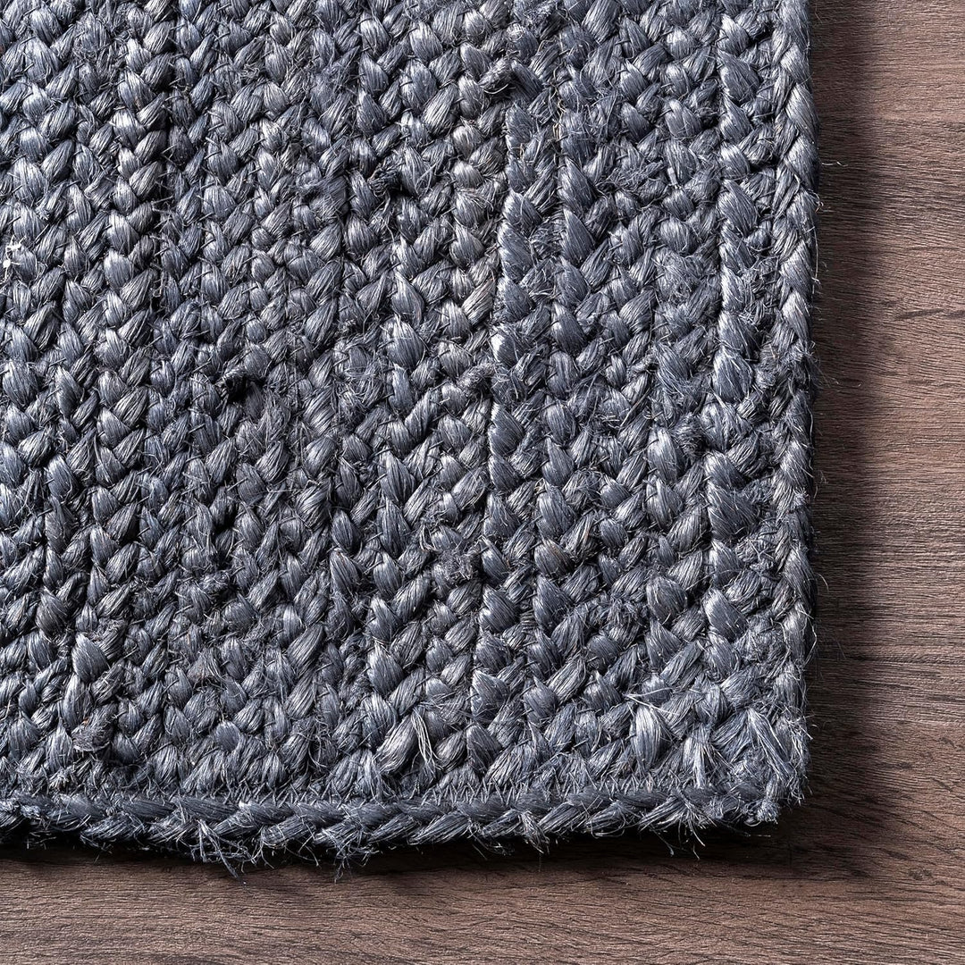 nuLOOM Rigo Handgewebte Bauernhaus-Jute Teppich, Marineblau, 2' x 3' 2' x 3' Marineblau, 61 x 91 cm