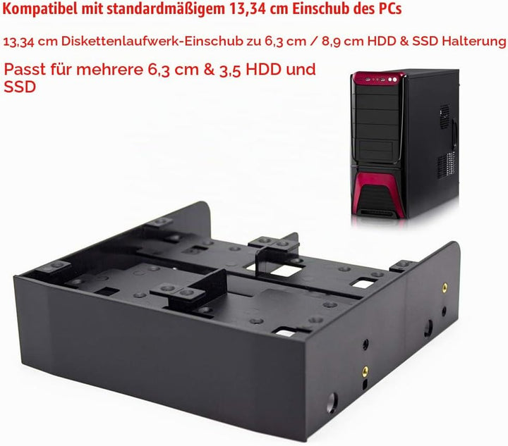 PC-Laufwerksschacht-Adapter für die von 2,5 3,5 Zoll HDD SSD 3,5 auf 5,25 Halterung 3,5 auf 5,25 Dig