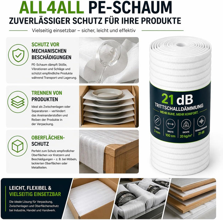 3mm PE Dämmungunterlage Schaumfolie für Laminat (50m²), 50m²