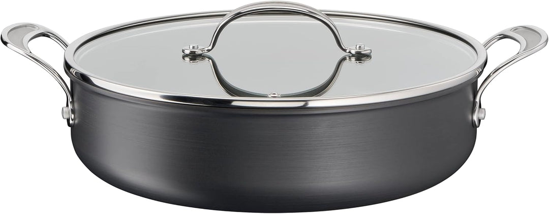 Tefal H9129943 Flache Pfanne, 30 cm, Jamie Oliver, harteloxiert, Aluminium, 5,4 Liter, Schwarz, 30 c