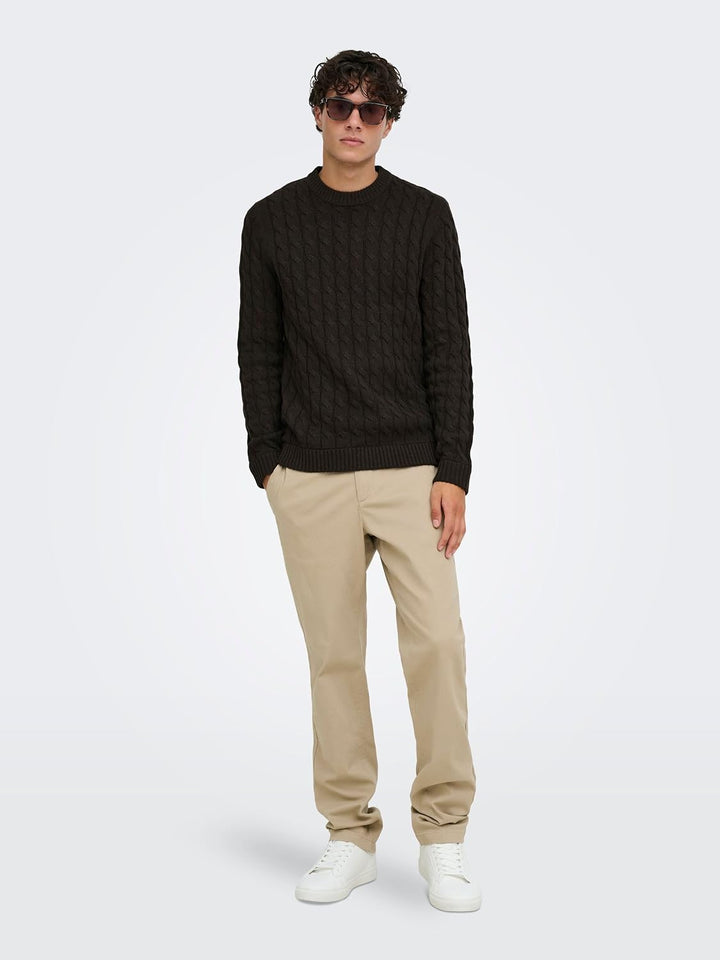 Only &amp; Sons Male Strickpullover ONSKICKER Pullover XS Coffee Bean 1, XS Coffee Bean 1