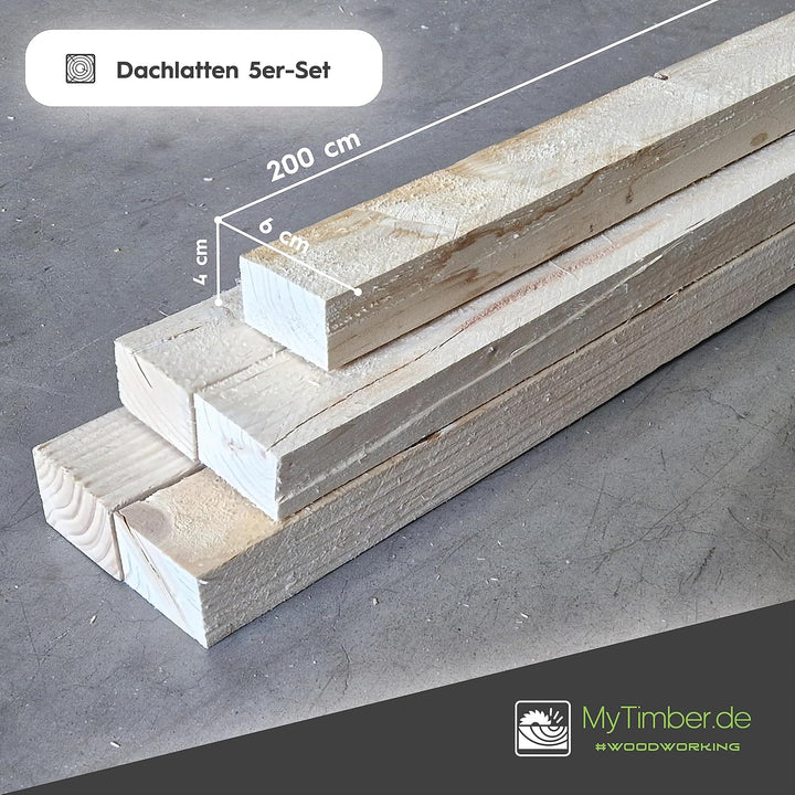 MyTimber Holzlatten als Bauholz Dachlatten | Holz zum selber bauen | 4 x 6cm breit| Kantholz 2m lang