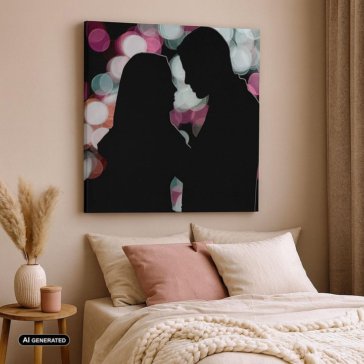 Bilder auf Leinwand Paar Liebe Beziehung Leinwandbild mit Rahmen 60x60cm Wandbilder Dekoration Wohnz