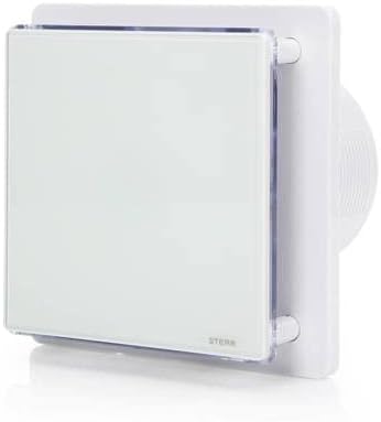 STERR Weisser Badlüfter 125 mm mit LED + TIMER - Badezimmerventilator - Glasfront - Modernes Aussehe