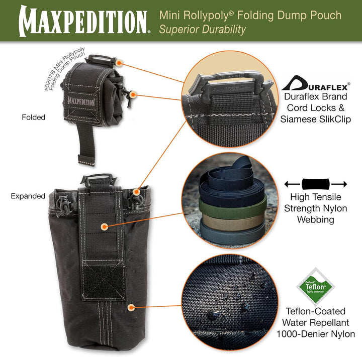 Maxpedition Faltbeutel Mini Rollypoly Schwarz, Schwarz