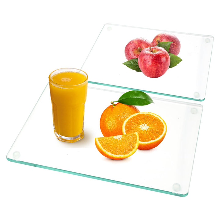 2PCS Schneidebrett Glas, Kratzfest Schneidbrett, Gehärtetem Schneidebrett mit Rutschfesten Silikonfü