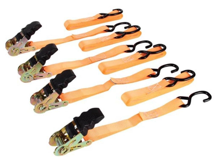 Toolland Spanngurt mit Ratsche, 4er Pack, zweiteilig, 8 S-Haken, uv-beständig, wasserabweisend, für