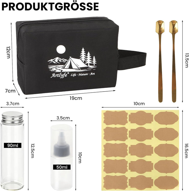 8 Stück Gewürzgläser Camping Set, Outdoor Gewürzdosen Set mit Löffel und Aufkleber, Reise Gewürzset