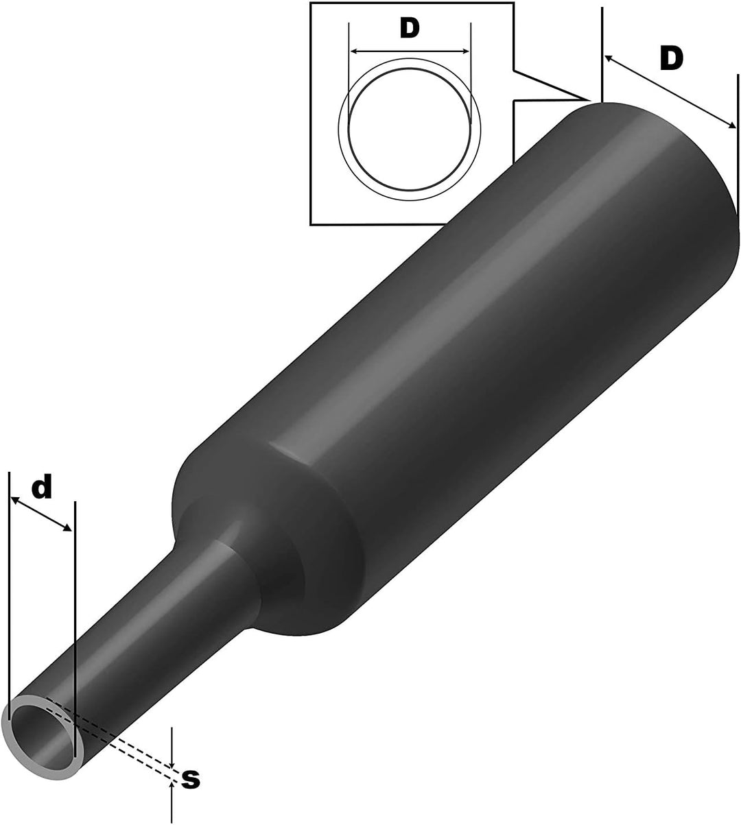 ISOLATECH Schrumpfschlauch Meterware schwarz ohne Kleber Ø 100mm 4 Meter Schrumpfverhältnis 2:1 Set