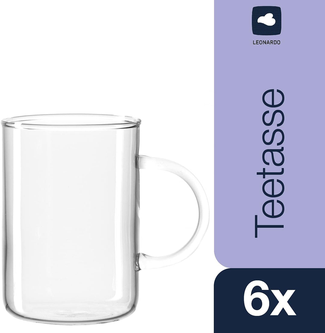 Leonardo Novo Tee-Glas, Tee-Tasse aus Glas, spülmaschinengeeignete Tee-Gläser, 6er Set, 360 ml, 0305