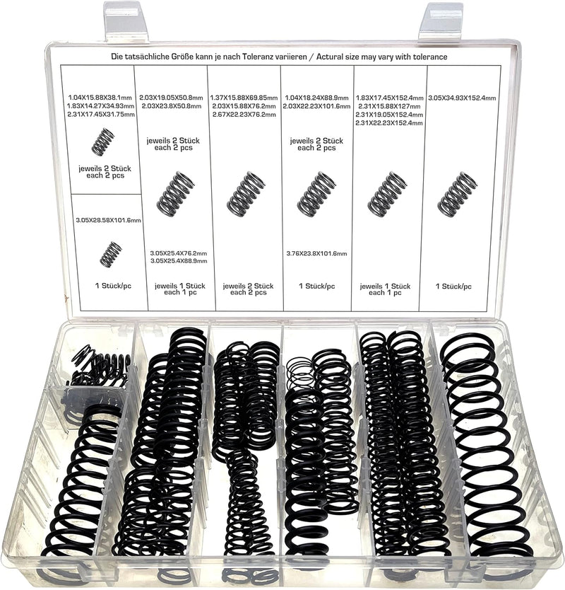 Grosses Druckfedern Sortiment Spiralfedern Stahlfeder Metallfedern Federstahl Sprungfeder Kompressio