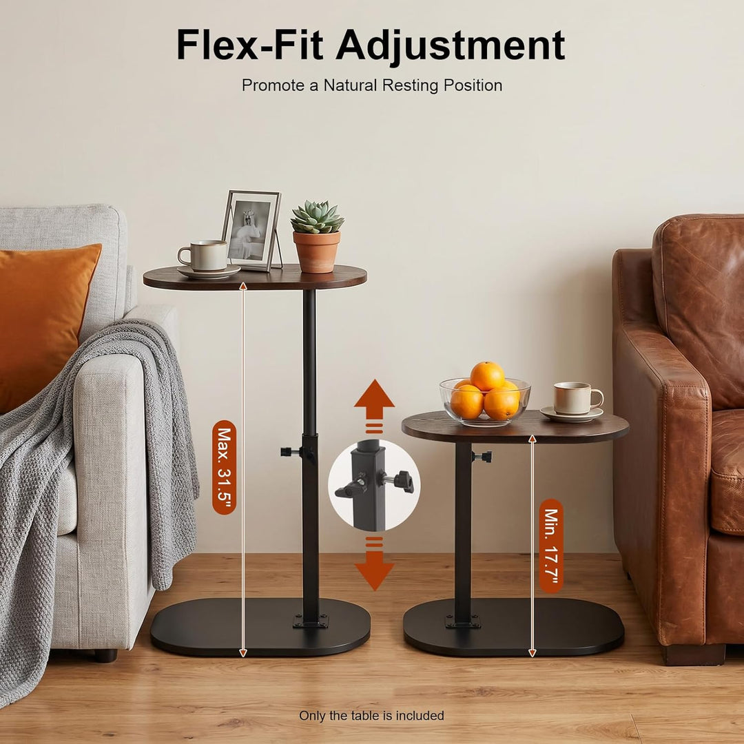 45-80 cm Einstellbare Höhe C Mobiler Schreibtisch, Holz Beistelltische mit Rollen, C-Form Laptoptisc