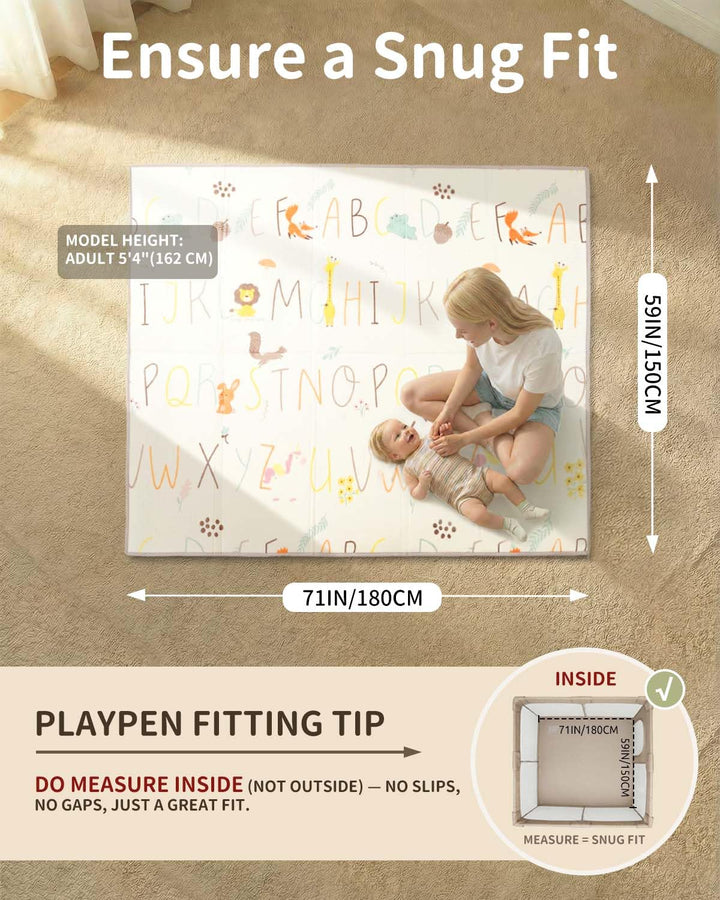 Joypony Krabbelmatte Baby, 150x180 CM Grosse Faltbare Spielmatte, Wasserdicht & Rutschfest, Baby Pla