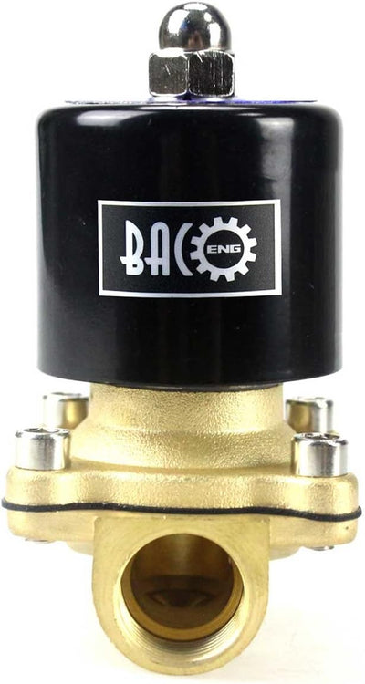 BACOENG DC12V 1/2" Messing/Edelstahl Elektrisches Magnetventil Wasser Gas NC(1/4" 3/4" 1")