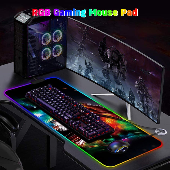 DORRISO RGB Gaming Mauspad Grosse 800x300x4 mm LED Schreibtischunterlage XXL Grosse Mousepad Wasserd