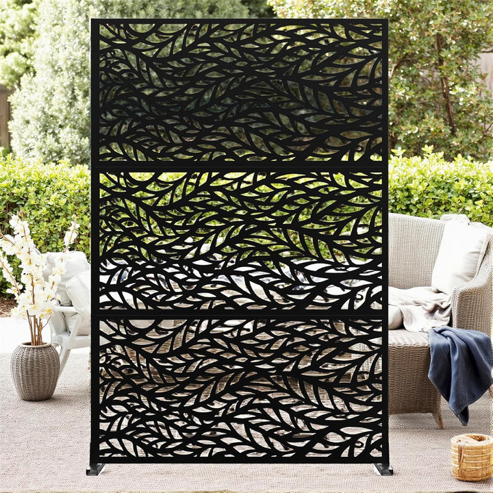 Paravent Outdoor, 120x180cm Freistehender Sichtschutz aus Stahl, Windschutz für Terrasse und Garten,
