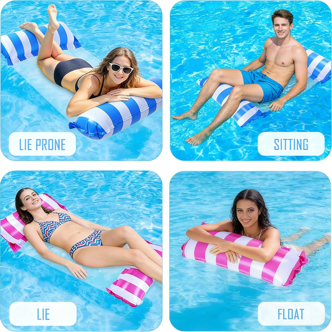 2 Stück Luftmatratze Pool, 4 In 1 Aufblasbare Wasserhängematte, Schwimmmatte Pool Matratze, Zusammen
