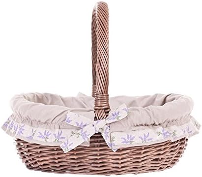 Einkaufskorb Weide Geflochtener Korb mit Henkel Aufbewahrungskorb Leicht Picknickkorb Geschenkkorb L