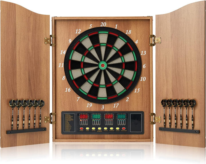 Brovamo Dartscheibe, Dekoratives Dartscheiben-Schrank-Set [12*Soft Tip Darts], Elektronische Dartsch