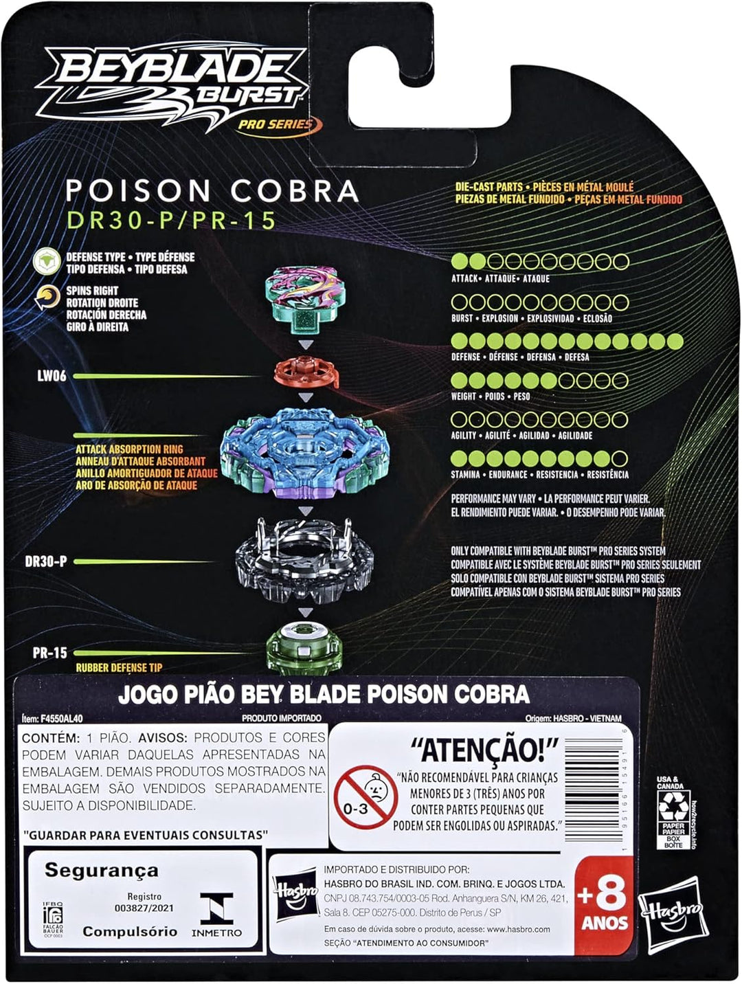 Beyblade Burst Pro Series Poison Cobra Kreisel Starter Pack - Verteidigungsart Kampfspiel Top mit La