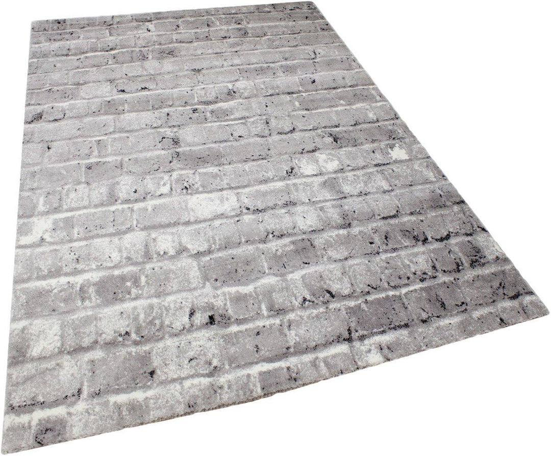 VIMODA Teppich Stein Optik Mauer Strapazierfähig in Grau, Masse:80 x 150 cm 80 x 150 cm Grau, 80 x 1