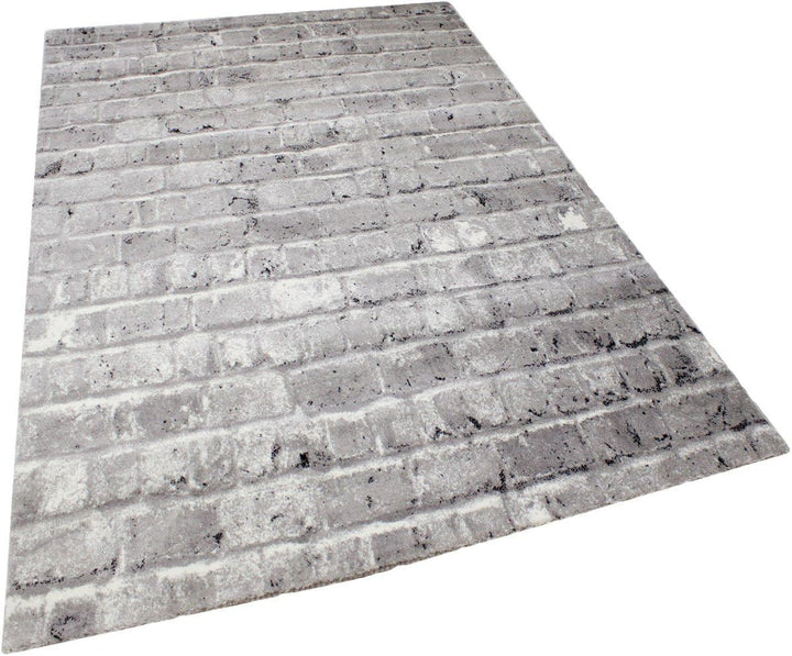 VIMODA Teppich Stein Optik Mauer Strapazierfähig in Grau, Masse:80 x 150 cm 80 x 150 cm Grau, 80 x 1