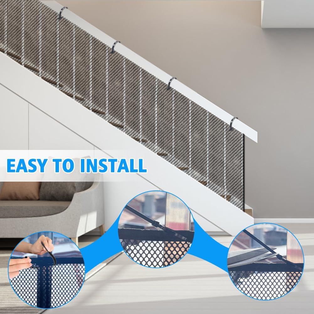 300x90cm Kinder Treppen Sicherheitsnetz, Baby Balkon Geländer Treppenhaus Sicherheitsnetz, Verdicken