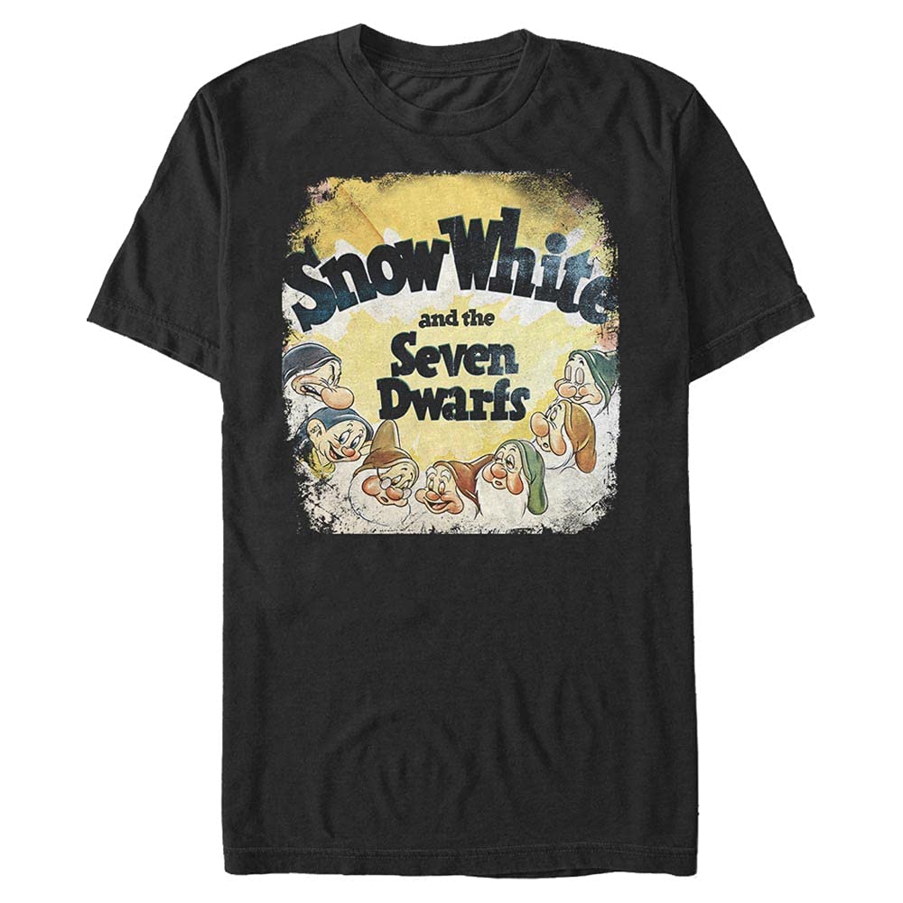 Disney Unisex Snow White Vintage Dwarfs Organic Short Sleeve T-shirt M Schwarz, M Schwarz