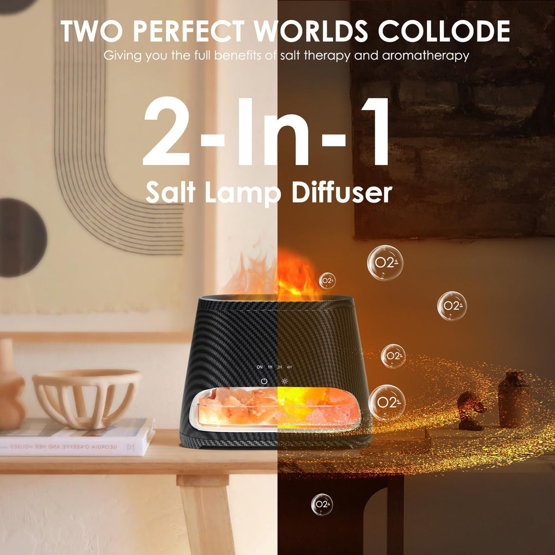 SALKING 2-in-1 Aroma Diffuser & Salt Range Pakistan Leuchte, Diffusor für ätherische Öle mit Flammen