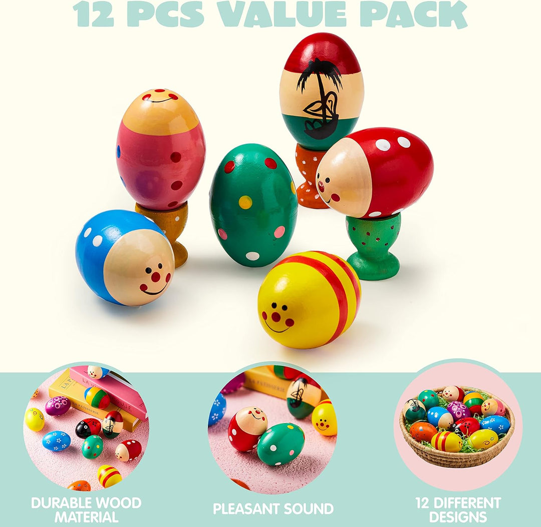 JOYIN 12 Stück 3 "(7,6 cm) Hölzerne Eierschüttler Maracas Percussion Musical für Party -Gefälligkeit