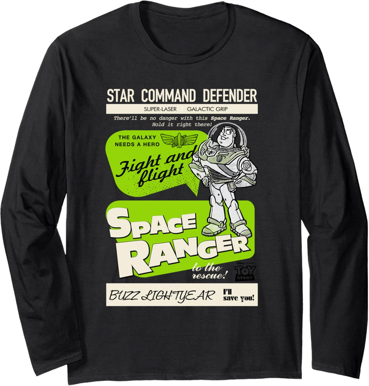 Disney PIXAR Toy Story Buzz Lightyear Space Ranger Poster Langarmshirt