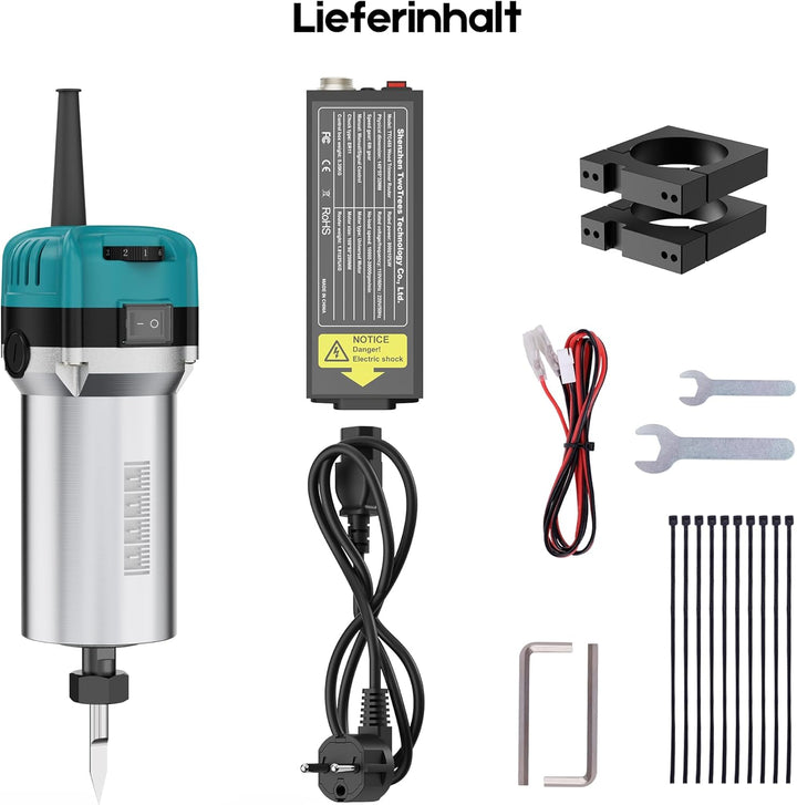 Twotrees CNC Router Machine Trimmer-Set 800W Holzfrässpindel für TTC450 Pro CNC-Fräsmaschine, Kompak