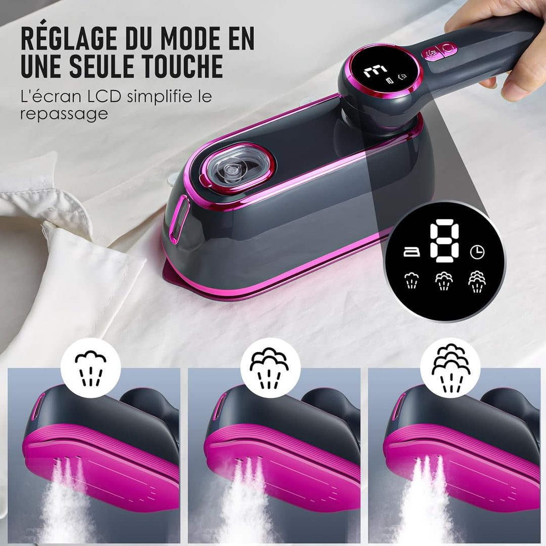 Tragbarer 2-in-1-Dampfglätter für Kleidung – Reisebügeleisen, Grau, Grau