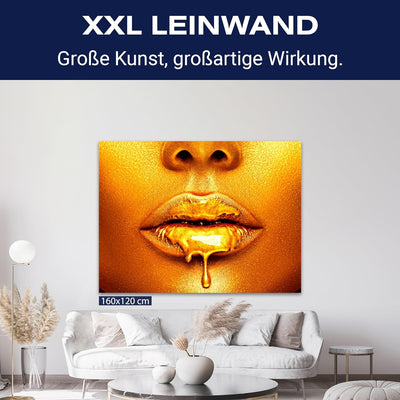 wandmotiv24 Leinwand-Bild Gold Collection, Grösse 40x30cm, Querformat, Frau Gold, tropfende Farbe, L