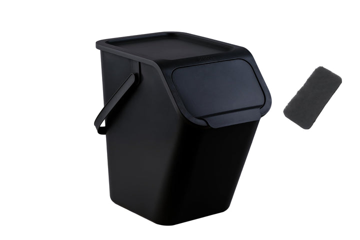 Go Practic Mülleimer Mit Deckel Küche 25 L Click-Function Kohlefilter Abfalleimer Mülltrensystem Abf